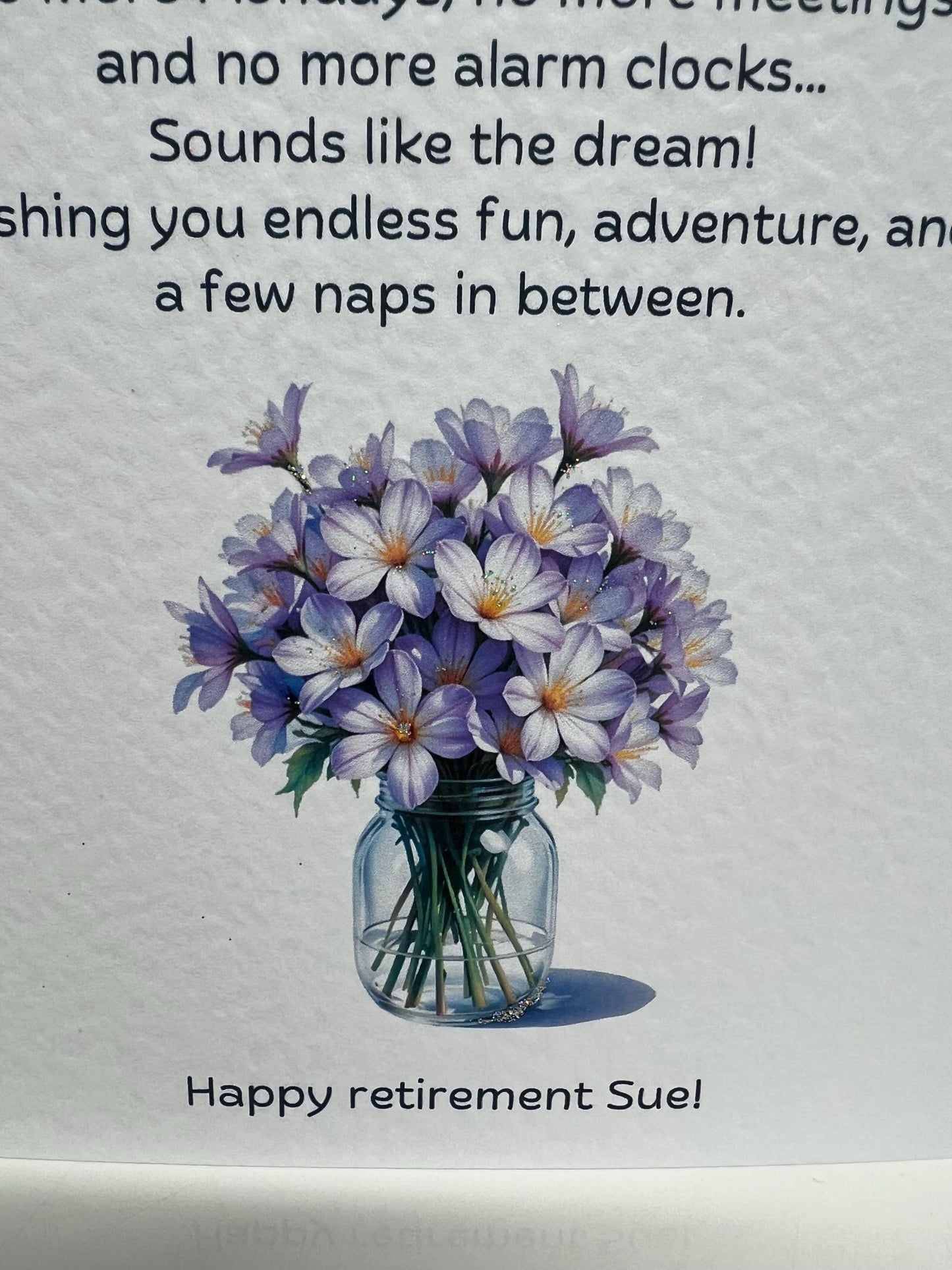 Retirement card with vase of flowers