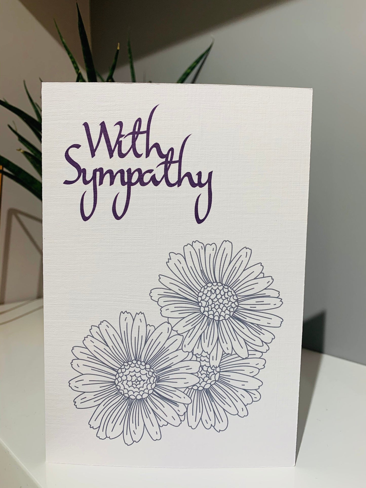 With Sympathy card. Condolences for the loss of a loved one. Thinking of you at this difficult time