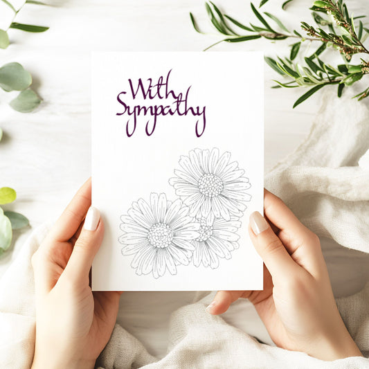 With Sympathy card. Condolences for the loss of a loved one. Thinking of you at this difficult time